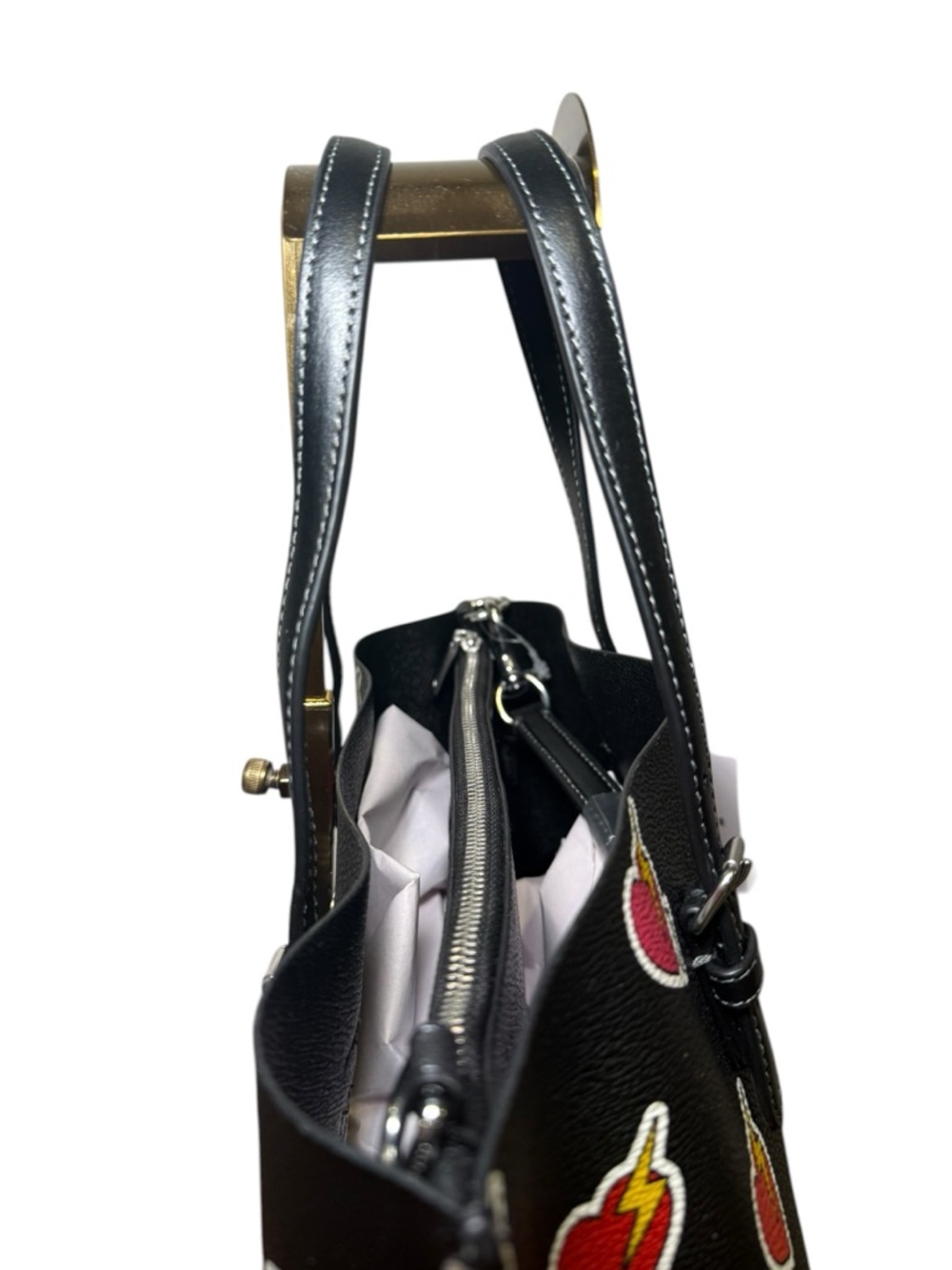 Coach Mollie Tote Bag 25 with Heart Bolt Print - Picture 5 of 15
